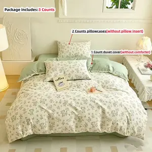 Spring Plant Print Soft Decorative Bedding Set, Includes 1 duvet cover and 2 Pillowcases,no insert Breathable Fabric, Easy Care, Perfect Gift Choice