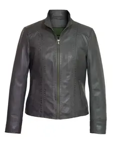 Biker Grey Leather Jacket