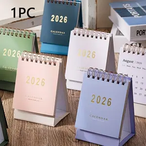 2026 Mini Desktop Calendar, Monthly & Weekly Planning, Thick Paper, Dual Wire Binding, Multiple Colors Available, Home or Office Use, Weekly Planner