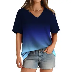 Womens V Neck Short Sleeve T Shirts Summer Tops 2025 Casual Loose Tees Trending Now