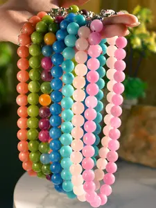 Boho Style Colorful Beaded Choker, Fashionable Round Beads Necklace for Women & Girls, Trendy All-match & Exquisite Jewelry for Birthday Gift