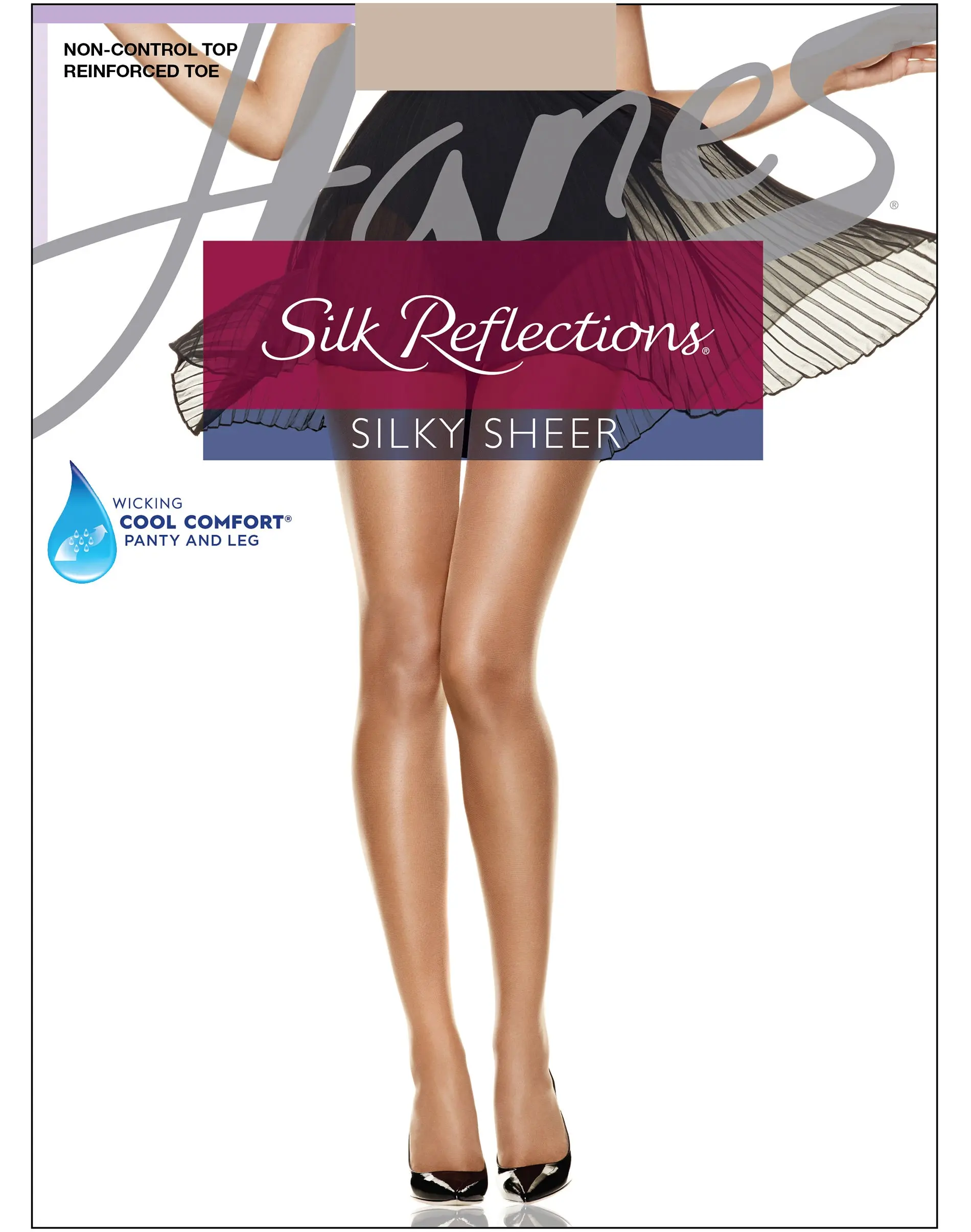 Hanes Silk Reflections Non-control Top Reinforced Toe Pantyhose 4-pack Women's Underwear Multi Pack Comfortable Fit Soft Stretch Fabric Breathable Q0716r