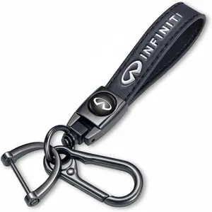 for Infiniti Leather Keychain – Premium Key Fob Holder for Q50, Q60, QX50, QX60, QX70, QX80 & All Infiniti Models | 360° Rotating Screw-Free Metal Car Key Strap | Heavy-Duty Genuine Leather Keychain Gift for Men & Women