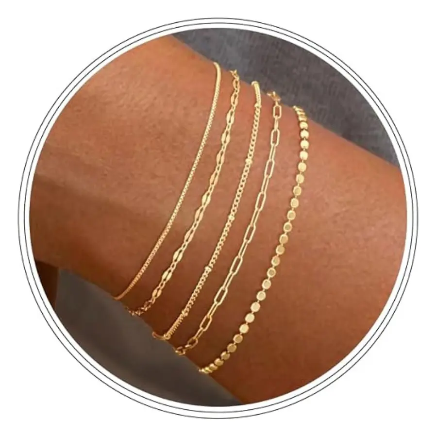 MBW S925 Sterling Silver Bracelet for Women, Dainty Stackable Thin Silver Plated Bracelet Set, Waterproof Trendy Jewelry Gift