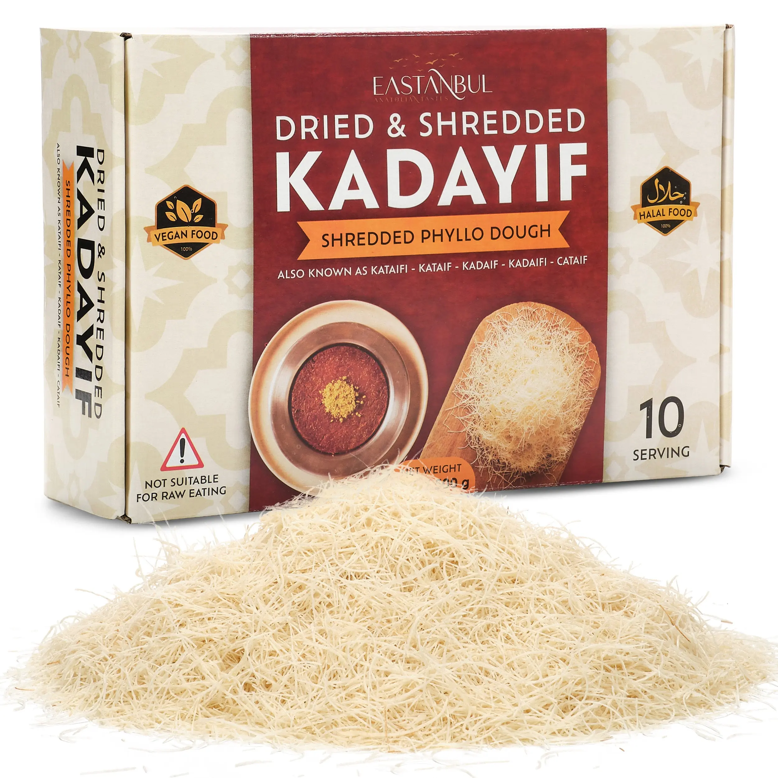 Eastanbul Dried Shredded Kataifi, 500g (1.1lb), Kadayif Strands, Crispy Shredded Kataifi, Versatile Middle Eastern Food, Crunchy Topping & Recipe Base