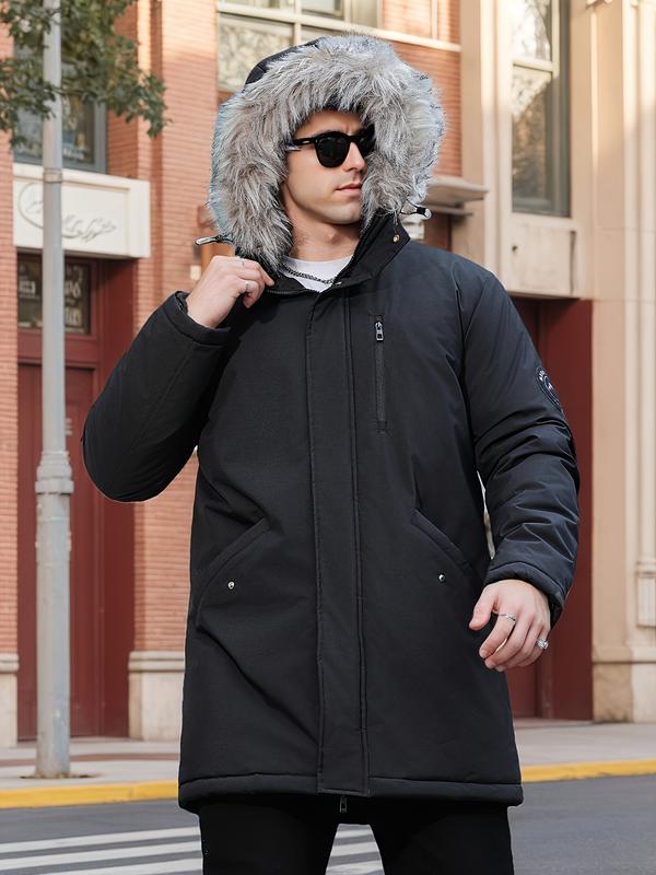 Men's casual loose version of warm jacket, fashion hooded long coat, autumn and winter warm and thick parka, men jackets for winter
