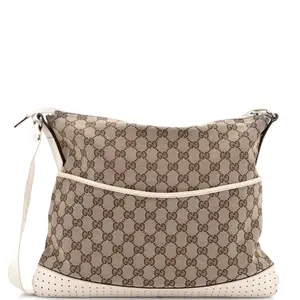 Pre-owned GUCCI material Messenger Bags Zip Messenger GG Canvas with Perforated Leather Large by Rebag