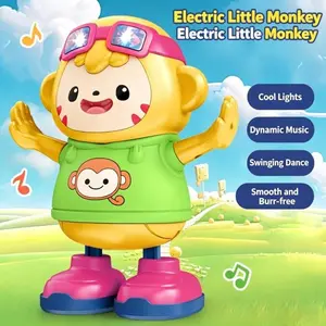 Educational Toy Small Monkey Music Light, Electric Dance Simulation, Left Right Swing, Plastic Cartoon Animal