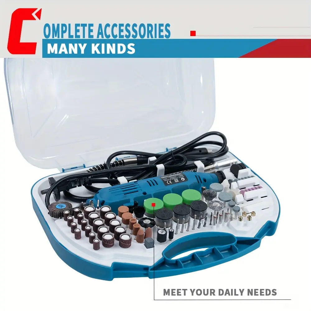 1Pc Rotary Tool Kit, 5 Speed Adjustments 10000-37000RPM, Equipped With Flex Shaft And Multifunctional Chuck, 211 Accessories, Power Multipurpose Set For Craft Projects And DIY Creations