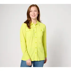 Attitudes by Renee Knit Safari Button Down Shirt