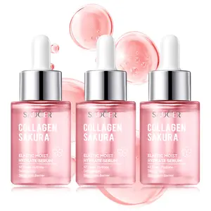 Collagen Sakura Elastic Moist Hydrate Serum , Pore Care-Hydration & NourishingFacial Essence,  for Dull Skin Uneven Tone Fine Lines Dry Skin Moisturizing Toner Gift for Women (30ml) Dropper