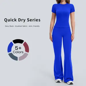 Tenwolf Women’s Round-Neck Yoga Set – Shaping, Stylish Sports Outfit for Running & Fitness, Factory Direct Supply