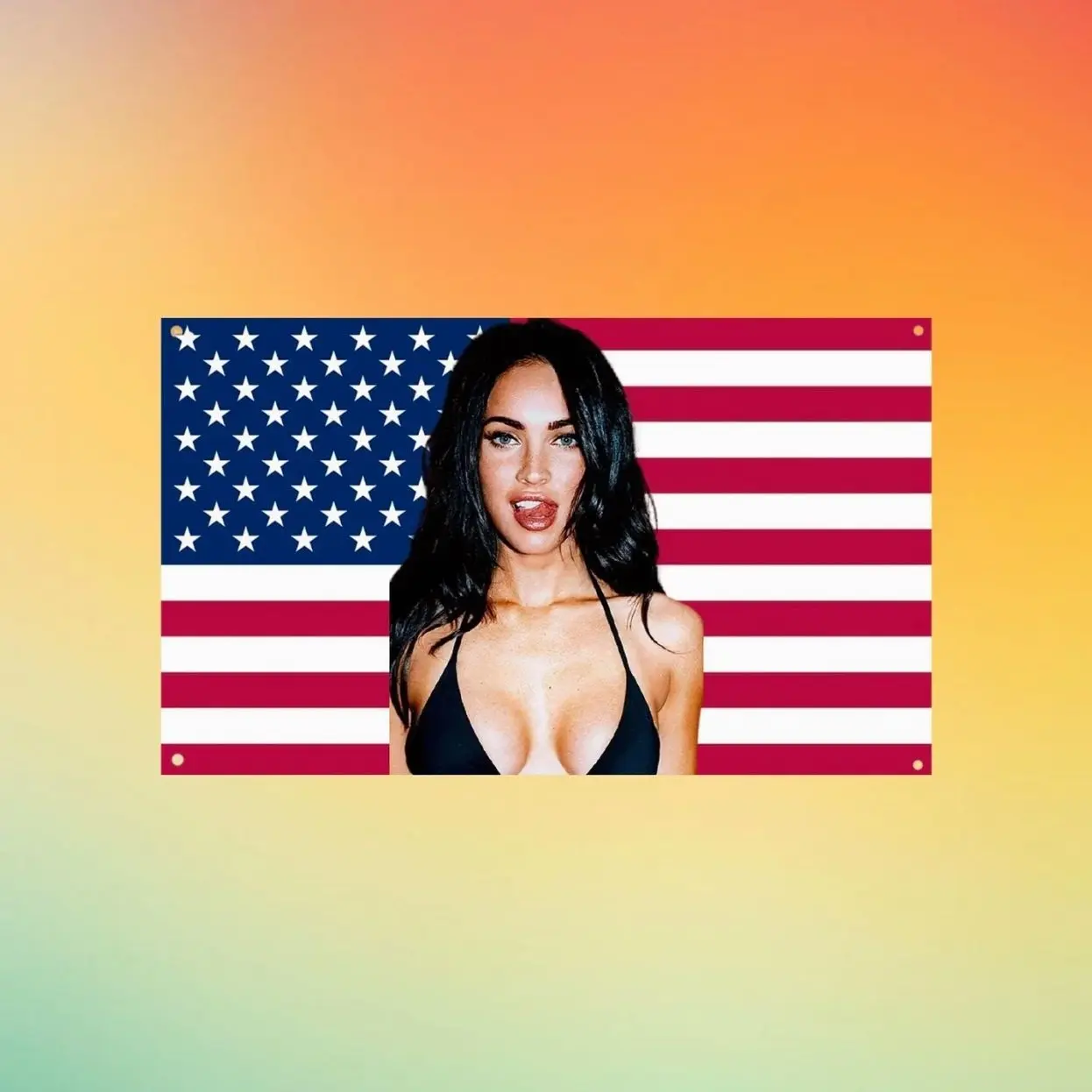 Megan Fox USA Flag Wall Tapestry, Transformers Actress Wall Flag, Celebrity Room Decor