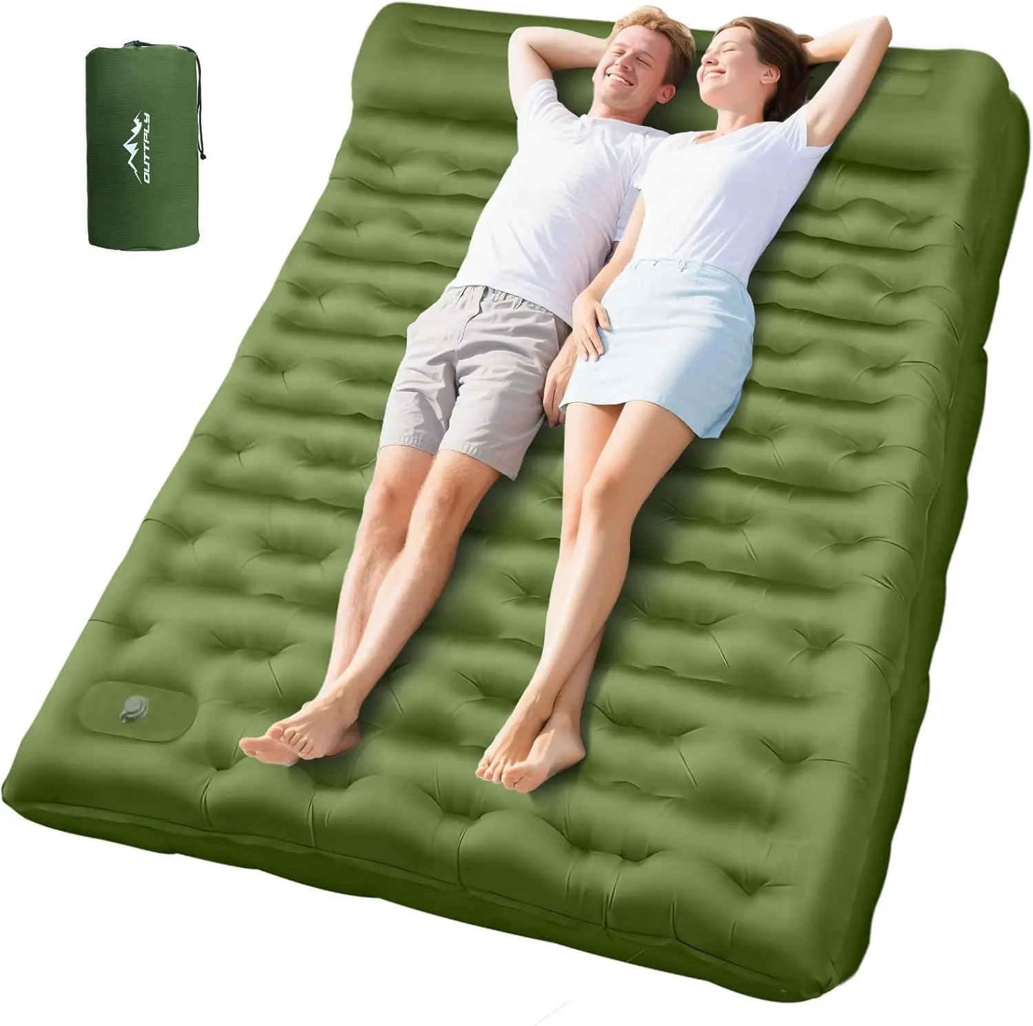 Camping Sleeping Pad, Ultralight Camping Mat with Pillow Built-in Foot Pump, 4" Thick Inflatable Sleeping Mat Compact for Backpacking, Hiking, Car Traveling, Camp Tent
