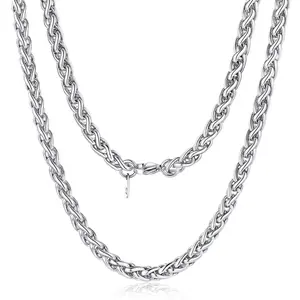 PROSTEEL Wheat Chain Necklace Stainless Steel Width 3mm/6mm Length 18-30 inches Pendant Accessories Unisex For Men Women Black Friday with Gift Box Summervibe