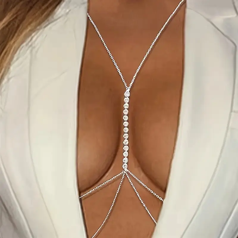 Sexy Rhinestone Body Chain Necklace Crystal Bikini Jewelry Harness for Women