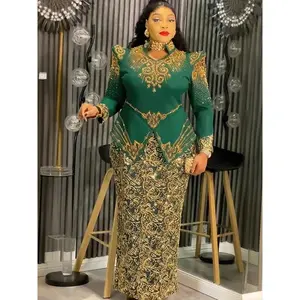 Plus Size African Party Dresses for Women 2026 Dashiki Sequin Maxi Long Dress Elegant Turkey Muslim Wedding Evening Gown