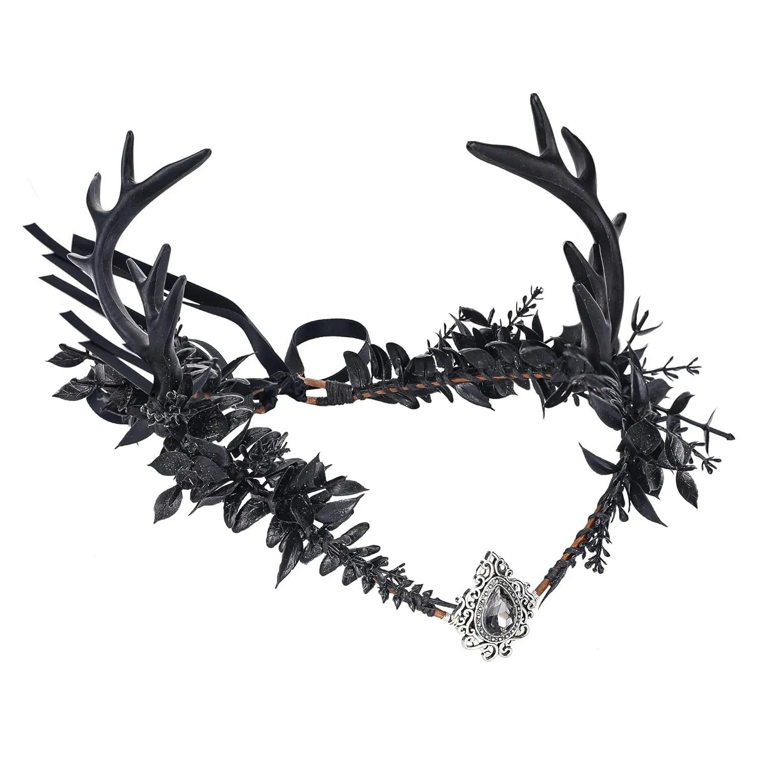 Gothic Reindeer Horns Headpiece, Adjustable Elf Crown for Female Fantasy Cosplay and Renaissance Fair, Adjustable Size, Synthetic, Fairy Theme Crowns & Tiaras, Different Head Sizes, Elegant, Floral, Everyday, Daily