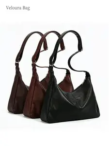 1pc Soft Leather Versatile Shoulder Bag, Large Capacity Hobo Tote with Zipper Closure & Multi-Compartments, Adjustable Strap Everyday Handbag for Work, Travel & Shopping, Perfect Gift for Holidays & Birthdays