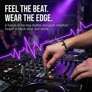 Jewelry Diamond-studded black panther bracelet, hip-hop INS niche design, copper material, simple men's versatile accessory