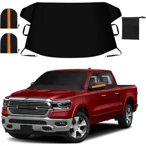 Windshield Cover for Ice and Snow, Thicken Extra Large Size Car Windshield Snow Cover with Side Mirrors Cover, Winter Windshield Covers Windproof Covers Fits Most SUVs Trucks (82.8"x 47")