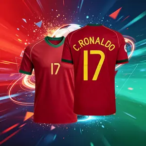 2006 Portugal Home Red 17# Cristiano Ronaldo Short Sleeve Soccer Jersey Fans Version