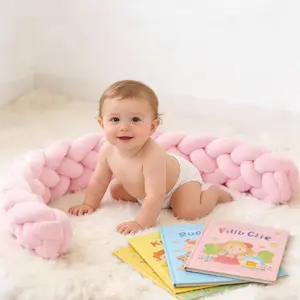 2M Braided Nursery Cushion – Soft & Cozy Four-Strand Knot Pillow for Baby Room Decored Cushion for Baby Room – 2M Knotted Pillow Decor