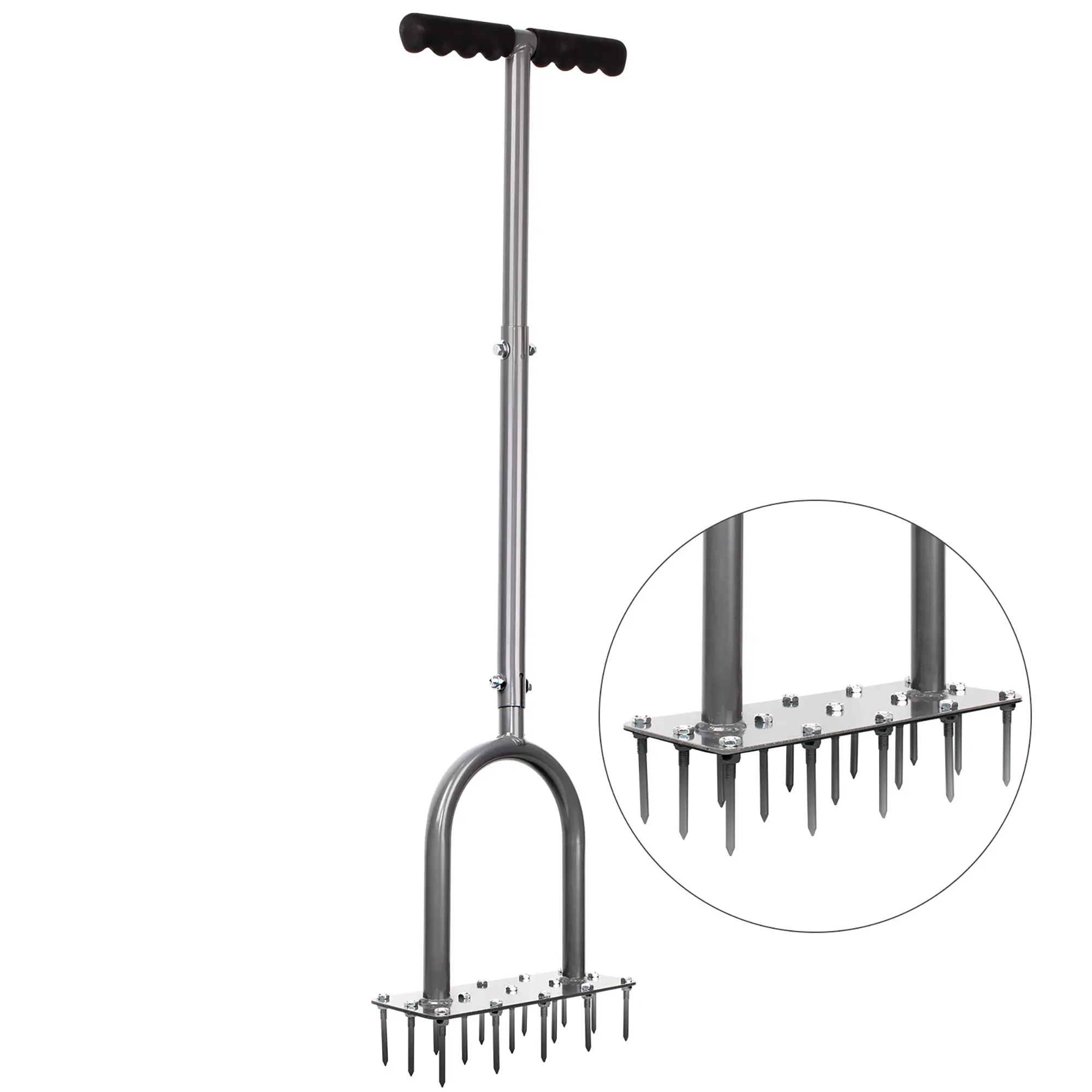 Walensee Lawn Aerator Spike, Metal Manual Dethatching Tool with 15 Iron Spikes, Pre-Assembled Grass Aerator for Yard and Garden, Revives Lawn Health,