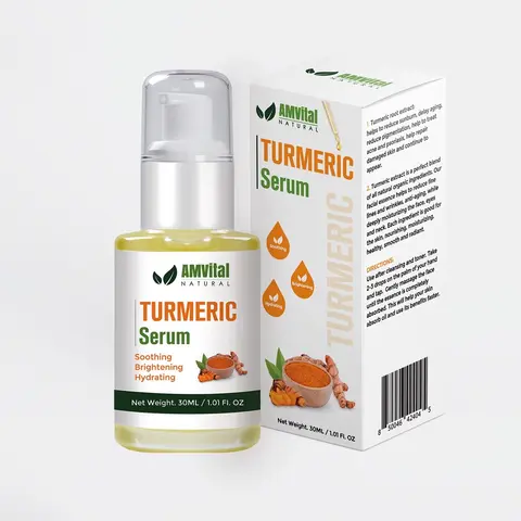 AMVital Natural Turmeric Face Serum - Dark Spot Reducer, Radiance Booster, Lightweight Moisturizer for Dry Skin, Hydrate, Tone Balance, Spot Clarity, Leaves Skin Soft & Smooth