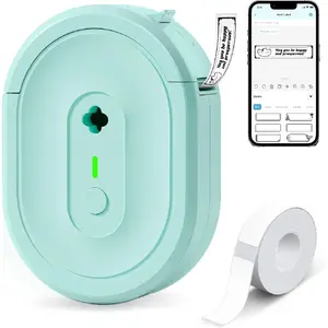 Label Maker Machine with Tape, Portable Bluetooth Label Printer, Wireless Mini Label Makers Thermal Sticker with Multiple Templates for Home, Kitchen, School, Office Organization, Green : Office Products