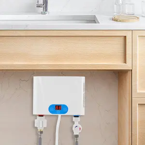 Electric Tankless Water Heater 220v 5.5kw Water Heater for Home Instant Mini Smart for Under Sink Kitchen 5500w White