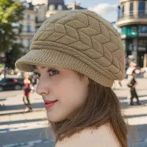 2026 Winter Beanie Hat] Women's Winter Slouchy Beanie Hat - Thick Cable- Ear Flaps & Fringe Trim, Soft Stretchy Warm for Cold Weather, Machine Washable, Cozy Bonnet (No-Sew Fitting) - Blonde Blonde Hair-Friendly Accessory