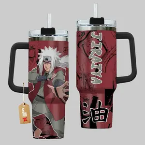 Jiraiya Legendary Sannin Anime 40oz Tumbler with Handle, Sage Mode Aesthetic Cup, Naruto Inspired Ninja Fan Gift, Funny Pervy Sensei Stainless Steel Insulated Travel Mug