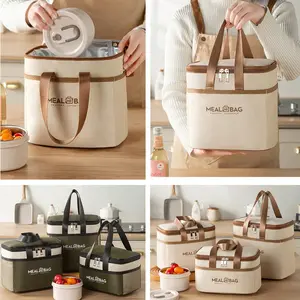 1/3PCS Portable Lunch Bag Food Insulated Box Waterproof Shoulder Strap Insulated Box, Hand-Held Lunch Box Bag, Fresh Aluminum,Insulated Lunch Bag With Thermal Bento Compartment, Portable Food Storage Container For Women Men