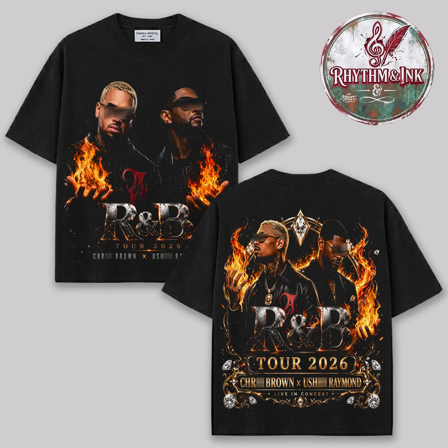 The R&B Tour 2026 V9 Concert Merch : Raymond & Brown Premium Cotton T-Shirt, R&B Music Duo Graphic Tee, Urban Hip Hop Soul Streetwear Shirt, Concert Tour Merch, Gift for R&B Fans, Vintage Music Tee
