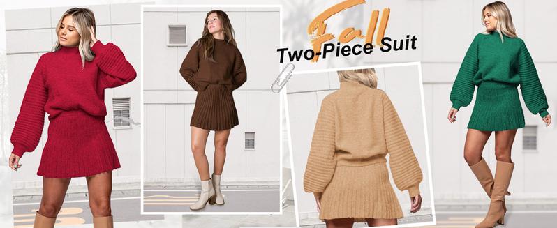 Imily Bela Women's 2 Piece Outfits 2025 Long Sleeve Mock Neck Ribbed Sweaters And Mini Skirt Two Piece Sets Imily Bela Women's 2 Piece Outfits 2025 Long Sleeve Mock Neck Ribbed Sweaters And Mini Skirt Two Piece Sets