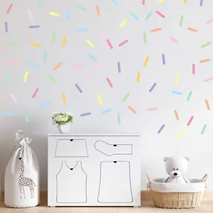 300-Pack Confetti Wall Decals - Removable Peel & Stick Sprinkles for Kids’ Rooms, Fun Rainbow Wall Art (Easy DIY Decor)
