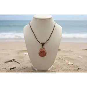 Dainty Jasmine Beach Charm Necklace, Natural Scallop Shell Costume Jewelry Accessory, Beach Charm Necklaces