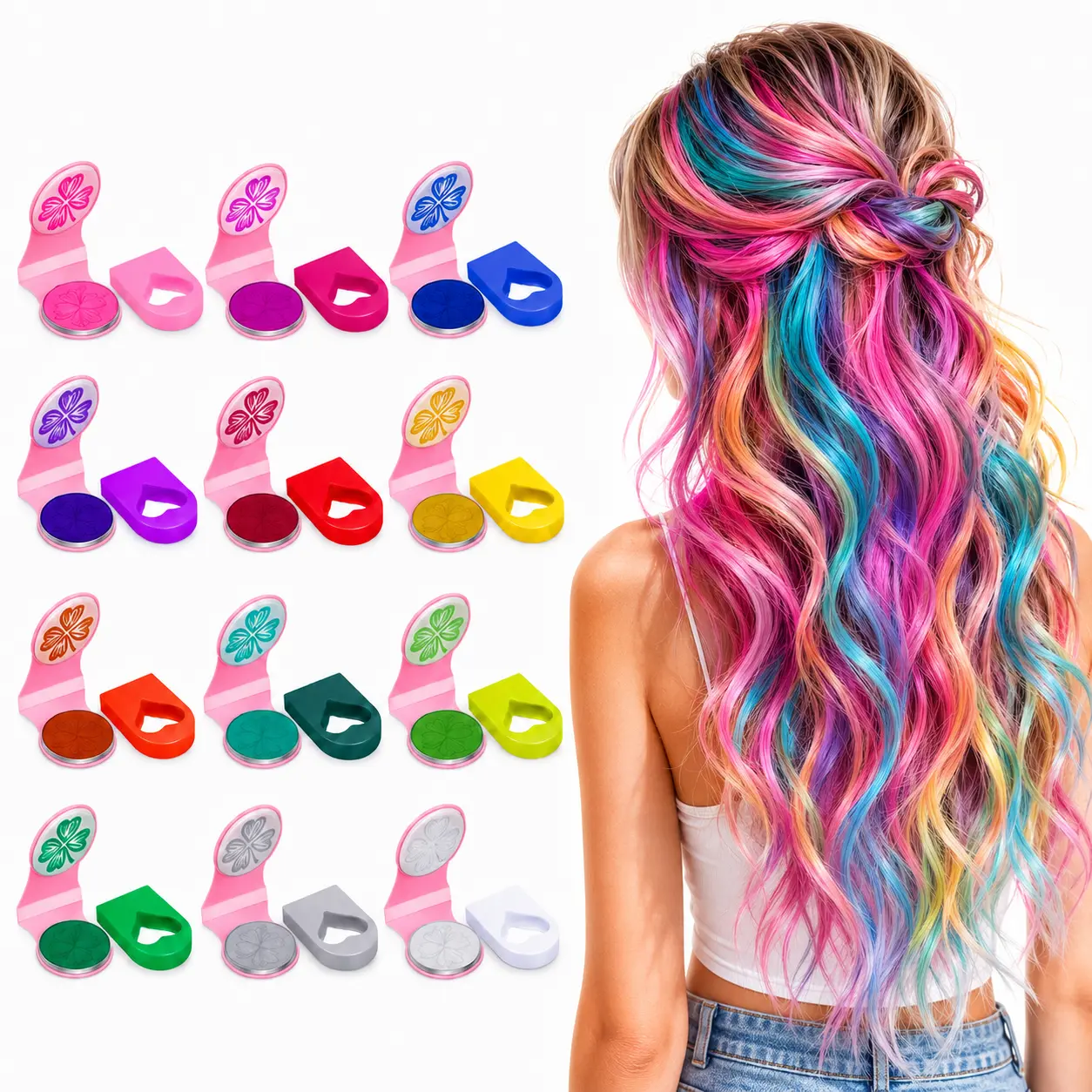 Washable Temporary Hair Chalk Set - Portable, Non-toxic Hair Color Powder for Sports Events, Festivals, Cosplay Camping Essentials
