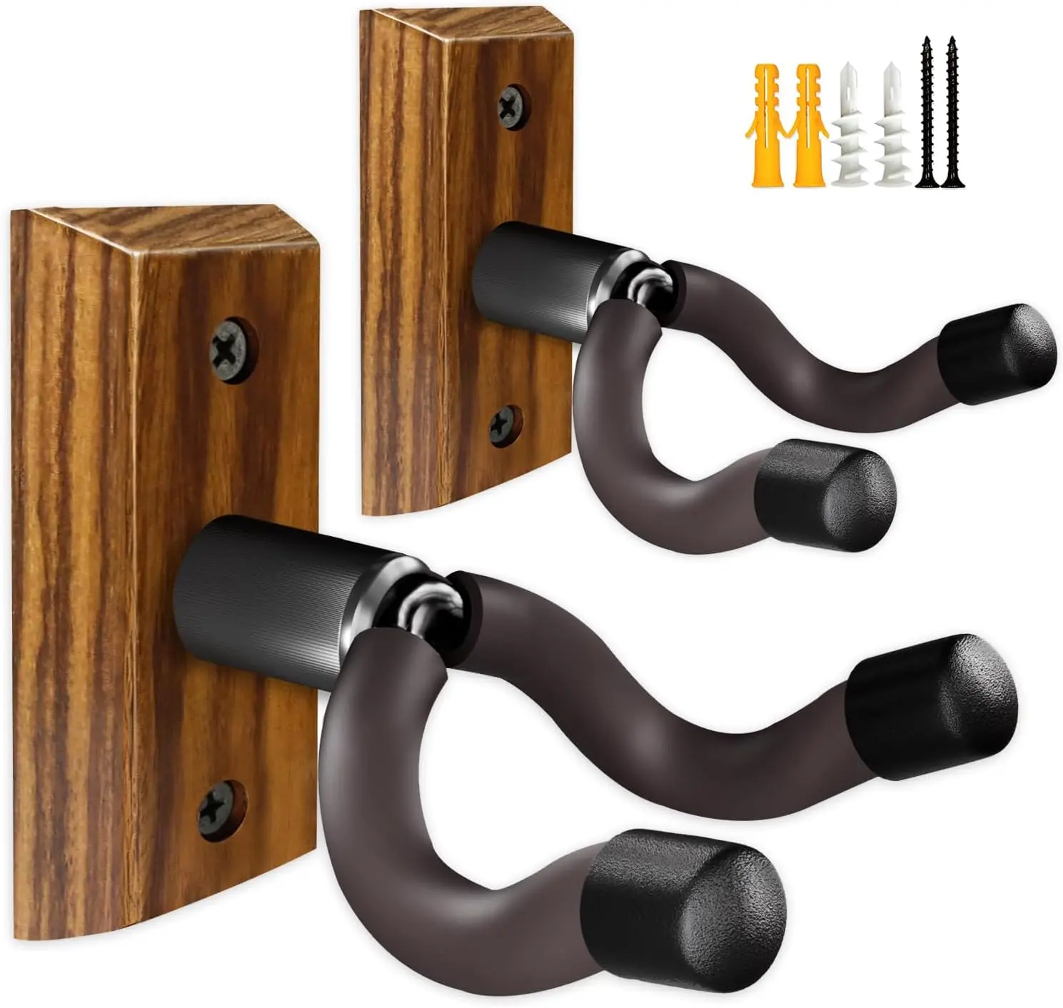 Guitar Wall Mount, Wood Guitar Hanger, U-Shaped Guitar Wall Hanger Mount, Guitar Holder Hook Stand Wall Mount Guitar Accessories for Acoustic, Electric Guitar, Banjo, Bass, Ukulele，Zebra Wood：2