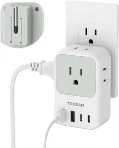 USB C Charger Block 20W, TESSAN PD Fast Charging Adapter with Foldable Plug, 1875W Power Outlet Extender(4 AC and 4 USB) for Cruise, Home, Office, Dorm Zhuhai Tessan Power Technology Co., Ltd.