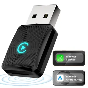 2-in-1 Wireless CarPlay Android Auto Adapter Ultra-Compact Black Mini Dongle Effortless Plug & Play Fast USB-A/USB-C Connection for Wired Cars & Apple