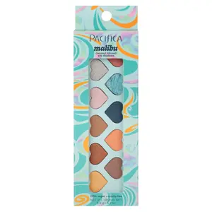 Pacifica Malibu Eye Shadows Palette Coconut & Vitamin E Infused 10 Versatile Shades Long-lasting Non-Creasing Vegan Cruelty-free Flawless Eyeshadow