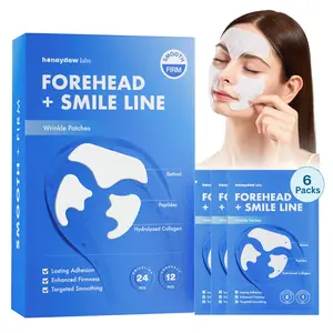Collagen Hydrogel Facial Patch - Forehead and Smile Line Wrinkle Patches - Anti Wrinkle Patches for Lip - Face Tape Overnight Self Care for Woman for Smoothing and Firming - Smile Line Patches - Honeydew Labs (6 Pack)