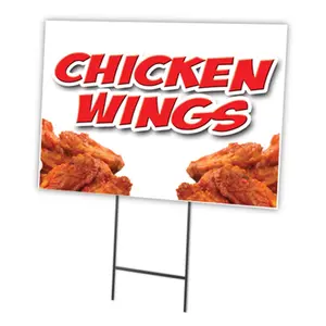 SignMission  18 x 24 in. Chicken Wings Yard Sign & Stake Outdoor Plastic Coroplast Window