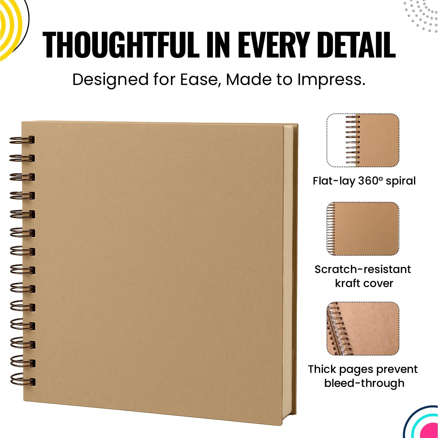 Travel Scrapbook Album 40 Pages (8 x 8 Inch) Brown Kraft Paper, Photo Album Scrapbook, Memory Book - Ideal for Your Anniversaries Scrapbooking Albums Art & Craft Projects
