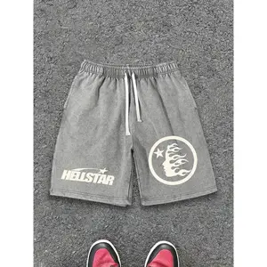 Fine Printed Shorts, Summer Men'S Fashion Washed Cotton Shorts, Washed Old Shorts, Quality 300G Cotton, Shorts Casual And Comfortable, Street Vintage Drawstring ShortsRetro Camo Lined Athletic Shorts