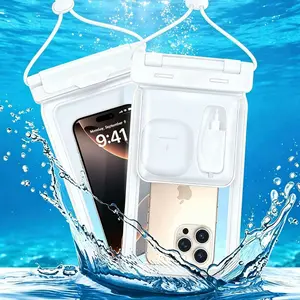 Dual Compartment Waterproof Phone Pouch, 7.5 Inch Large Capacity Fits Phone With Thick Case, Saltwater Resistant Touchscreen Dry Pouch with Lanyard, Outdoor Essentials for Traveler, Beach Swimming Kayaking Cruise Diving，Phone Pouch