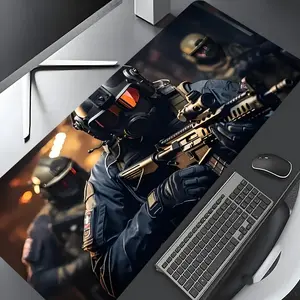 Tactical Special Forces Pattern Mouse Pad, Rectangle Gaming Mouse Pad, Non-slip Rubber Base Keyboard Pad, Corporate Work Desk Accessories, Desk Decorative Mouse Mat for Home Office Game Room