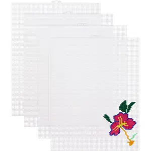 4PCS 7 Count Plastic Mesh Canvas Sheets, 10.23 X 13 Inch Plastic Mesh, Plastic Mesh Sheet, Eye Mesh for Embroidery, Acrylic Yarn Crafting, Knit Crochet Projects, Therian Mask and Aquarium Dividers ABEJFIC